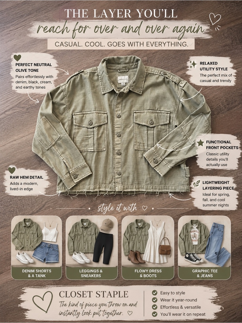 American Eagle Olive-Tone Utility Jacket